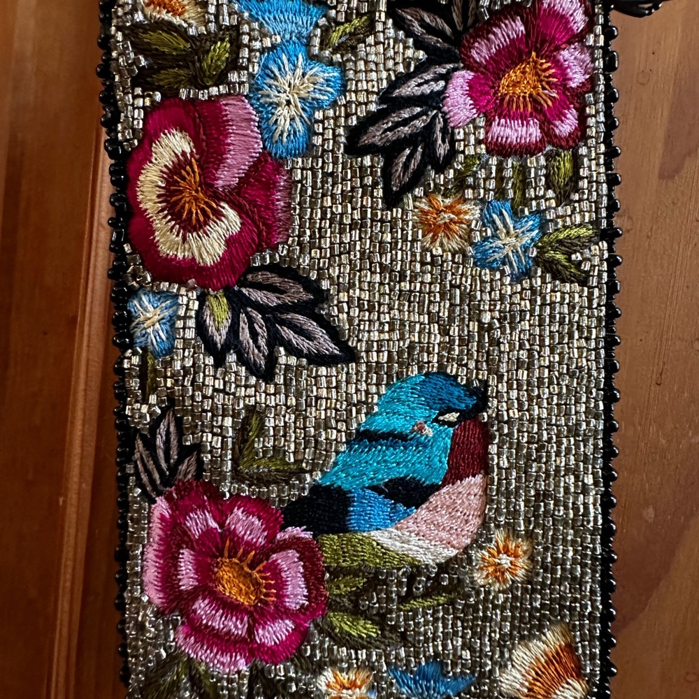 Mary Frances Beaded Clutch can wear 5” wide by 8” tall or 5” tall by 8” wide